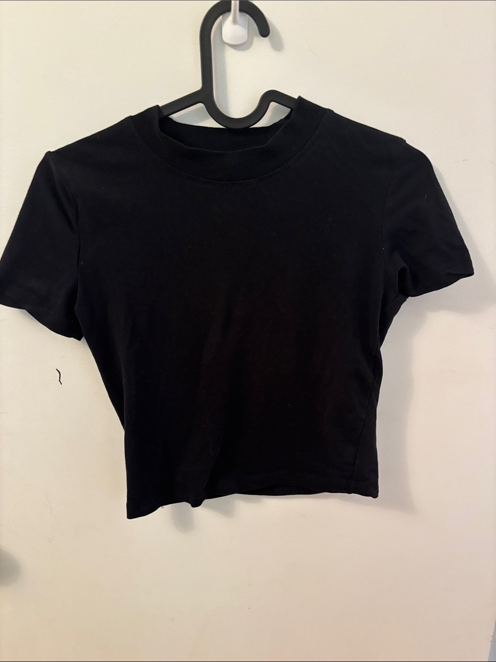 Zara Black Cropped Crewneck Top